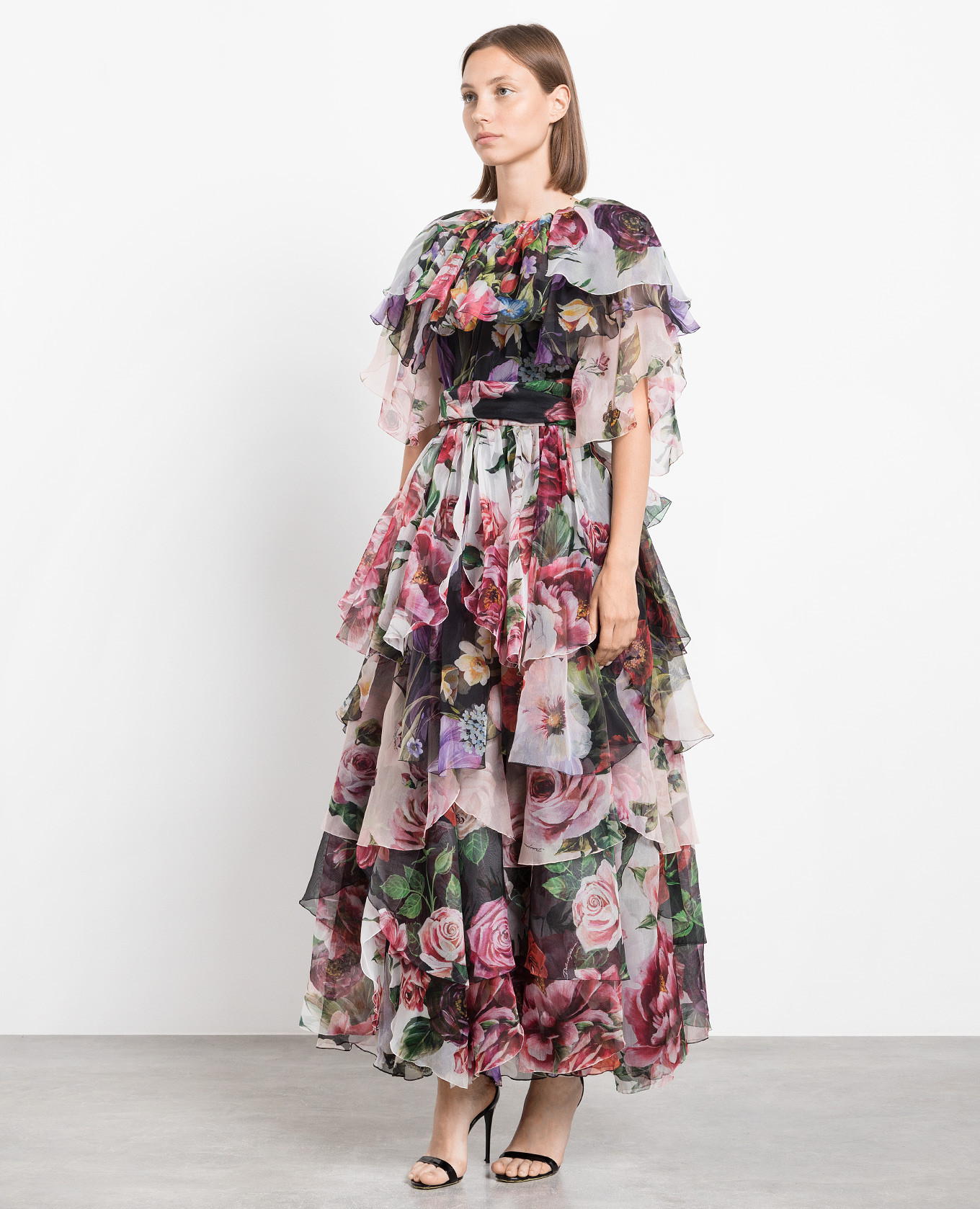 Floral printed silk maxi dress with frills Dolce&Gabbana 3