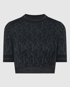 Palm Angels Black logo top with lurex PWHT010R24KNI001