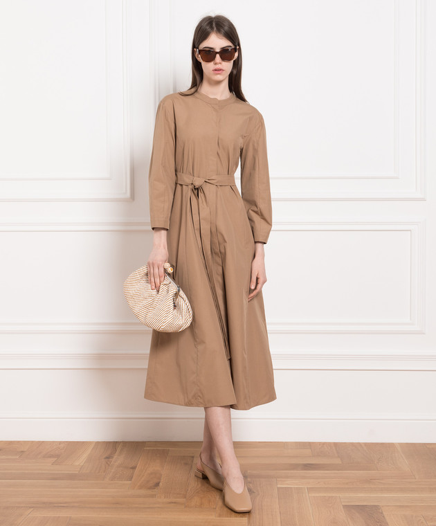 max mara brown dress Max Mara // Brown Tie Front A-Line Dress  VSP Consignment