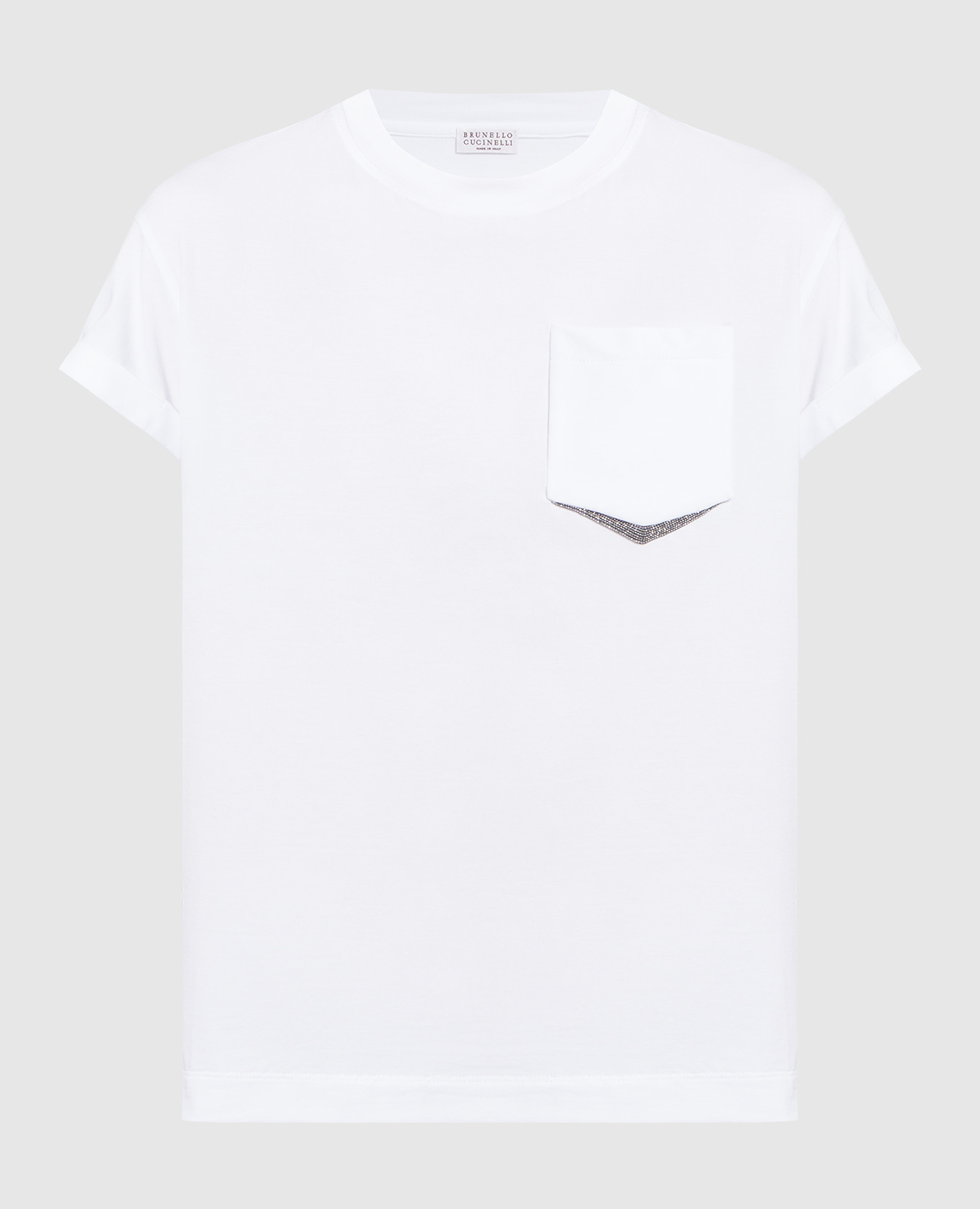 White t-shirt with monil chain brunello cucinelli