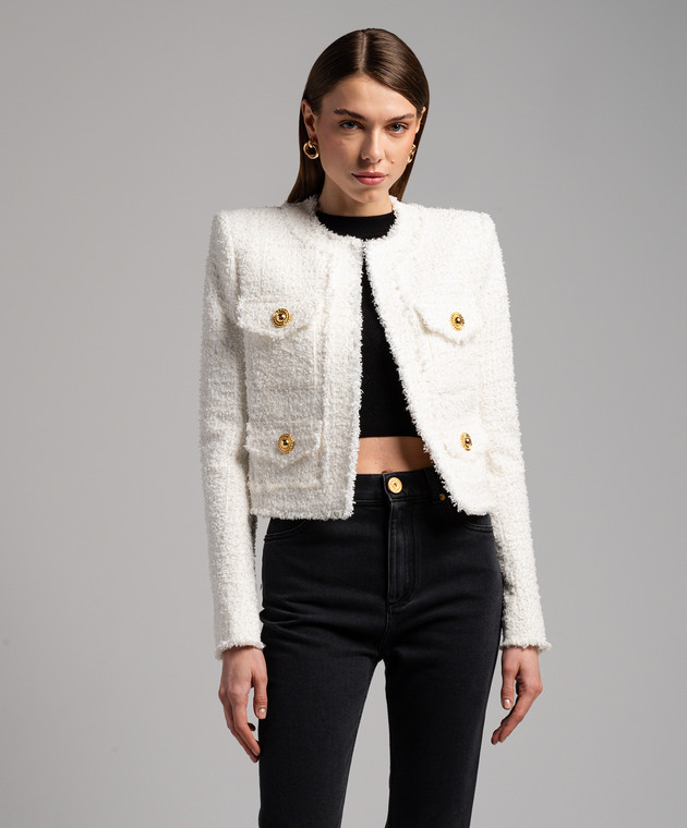 Balmain White tweed jacket CF1SK595XF91 buy with European delivery at Symbol