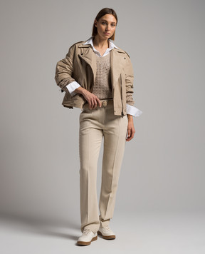 Brunello Cucinelli Beige openwork pullover with sequins MDV796812