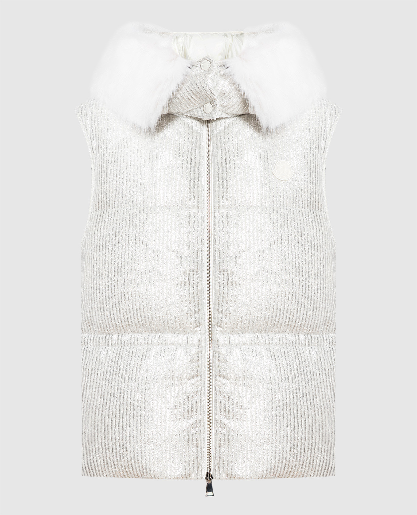 

Silver down vest with logo Moncler