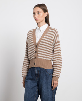 Brunello Cucinelli Brown striped cardigan with sequins M19580226P