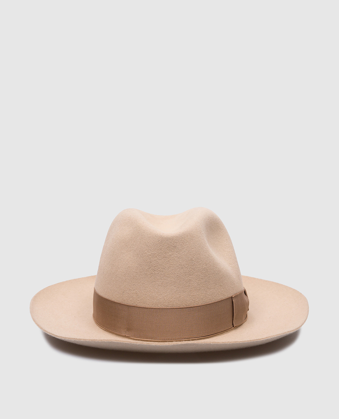 Beige amedeo hat with logo borsalino