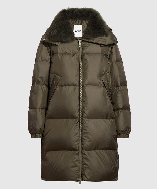 Yves Salomon Army Green down jacket with fur 23WFM06000M07W buy with Sweden delivery at Symbol