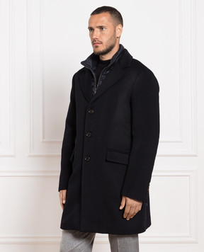 MooRER Black wool and cashmere coat HARRISLE