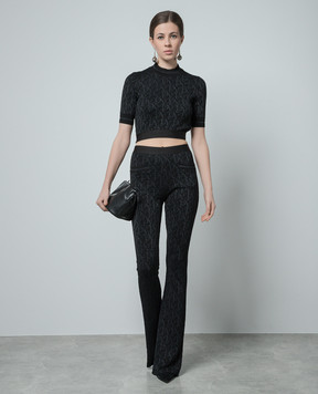 Palm Angels Black flared pants with a logo PWHG026R24KNI001