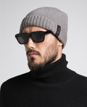 Borsalino Gray cashmere hat with logo 13354EWS