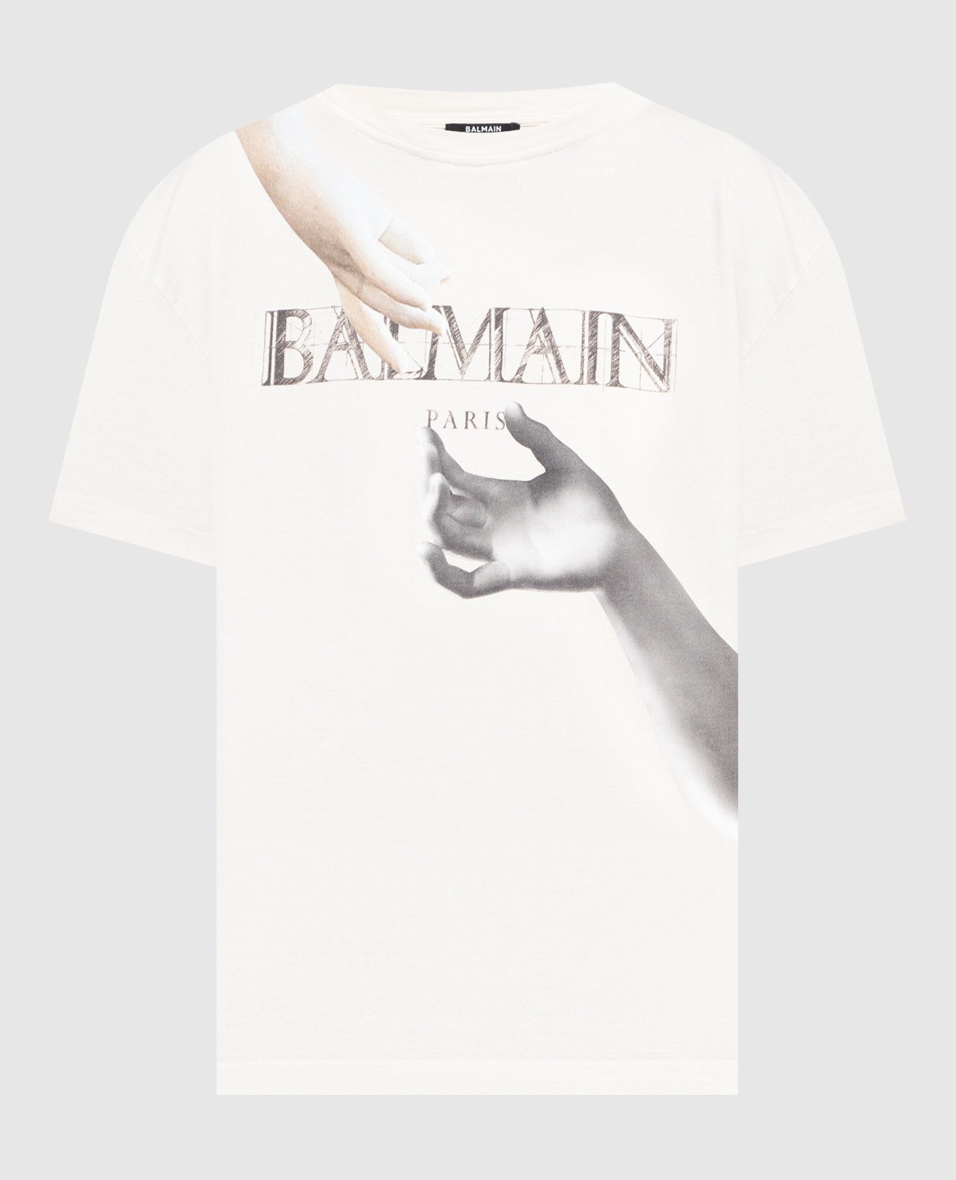 Balmain - Beige t-shirt with Roman Balmain Paris print 