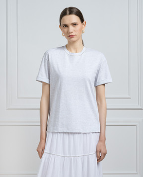 Peserico Gray t-shirt with monil chain S06167J0