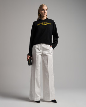 Dolce&Gabbana Black cashmere sweater with logo print FXW03TJAWX1