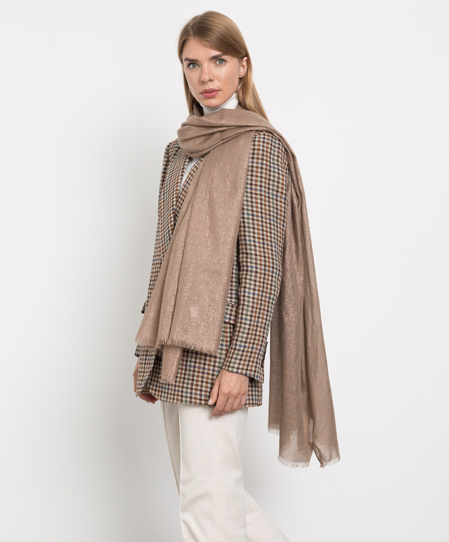 Brunello Cucinelli - Dark beige lurex scarf MSCDAR097P