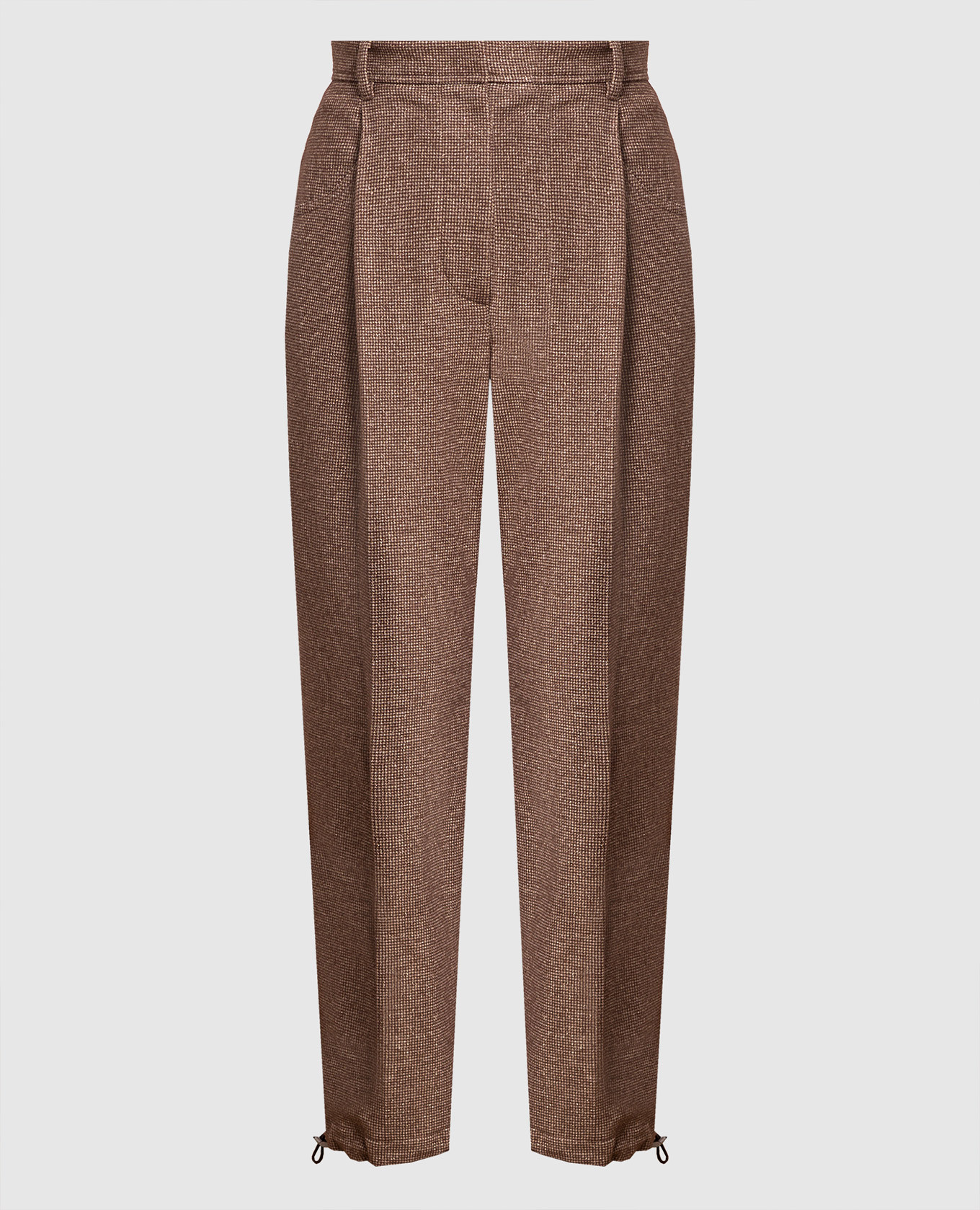 

Brown lurex houndstooth trousers Brunello Cucinelli