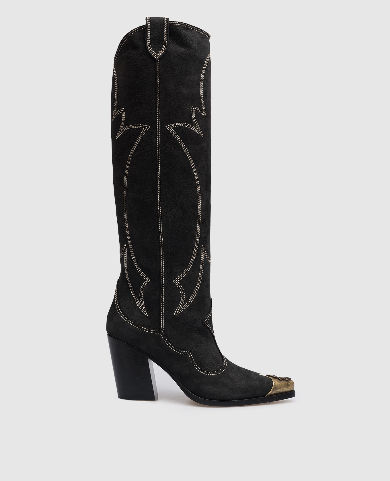 

Black leather boots with metal trim Paola Zuin Venezia, Черный