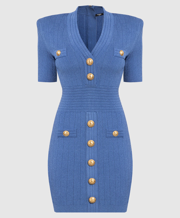 Balmain - Blue mini dress AF0R6045KB07 - shop with European delivery at Symbol Balmain - Blue mini dress AF0R6045KB07 - shop with European delivery at Symbol