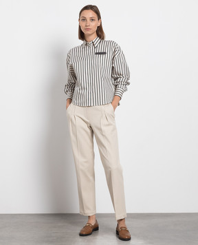Brunello Cucinelli Beige pants with monil chain MP126P8423