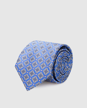 Stefano Ricci Children's blue silk set of patterned tie and shawl YDH27031