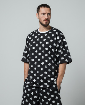 Dolce&Gabbana Black t-shirt with monogram logo print G8PB8TG7L5E