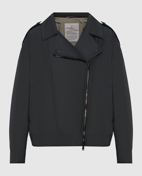 Brunello Cucinelli Gray jacket in the style of a cowhide with a monil chain MB5742764
