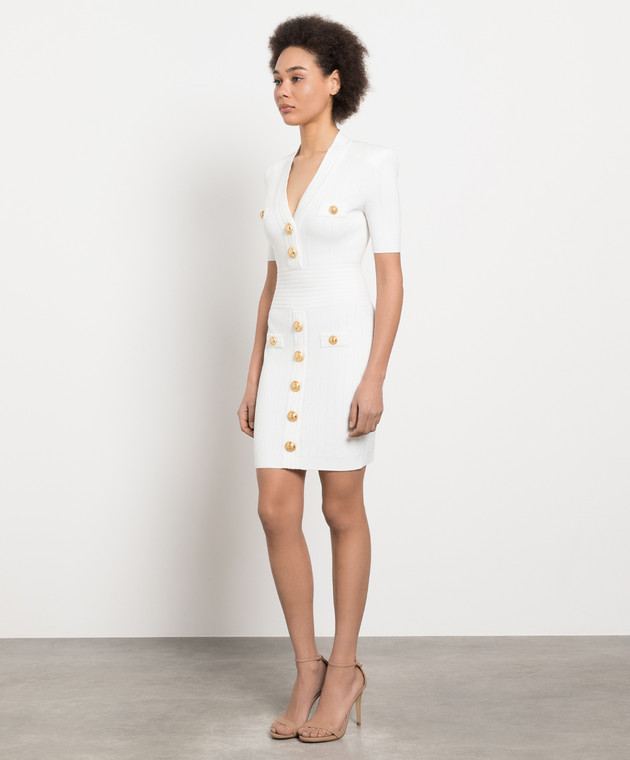 balmain white mini dress Balmain White Cotton Poplin Backless Mini Dress