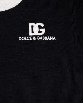 Dolce&Gabbana Children's black wool sweater with logo embroidery L5KWK5JCVT256
