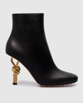 Bottega Veneta Black leather ankle boots with curly heels 763831V3M70