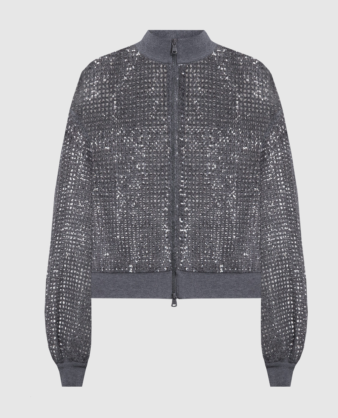 

Gray openwork cardigan with sequins Brunello Cucinelli, Grey