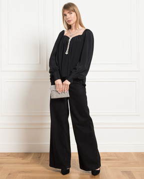 Dondup Black blouse with drapery DC265SF0099DXXX