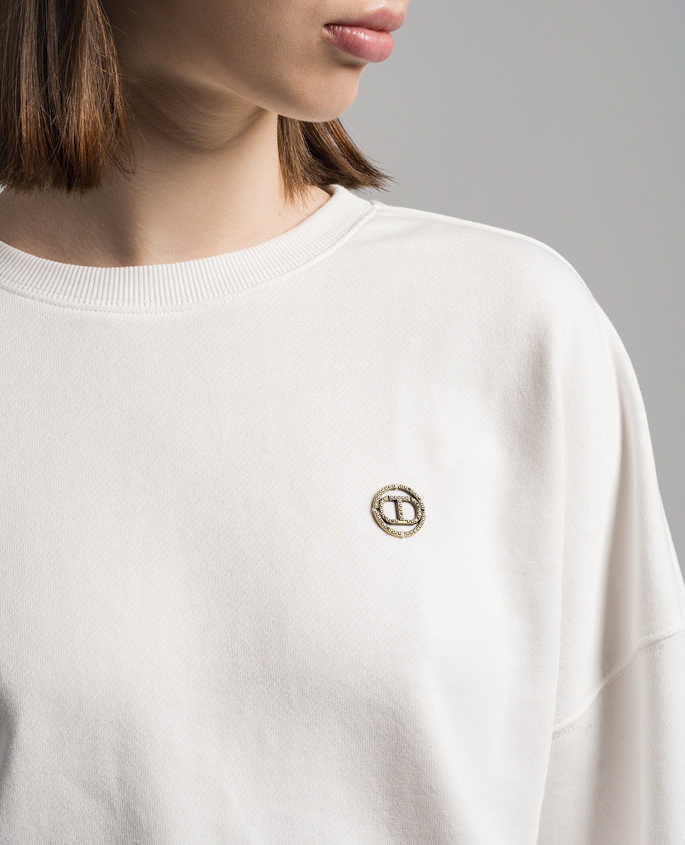 White sweatshirt with logo Twinset 5