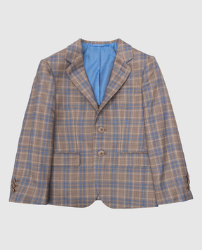 Stefano Ricci Checked cashmere, silk and wool children's blazer Y1RM732000CO11HC