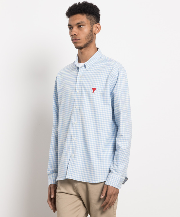 Ami Paris - Blue checked shirt HSH113CO0023 - shop with Romania