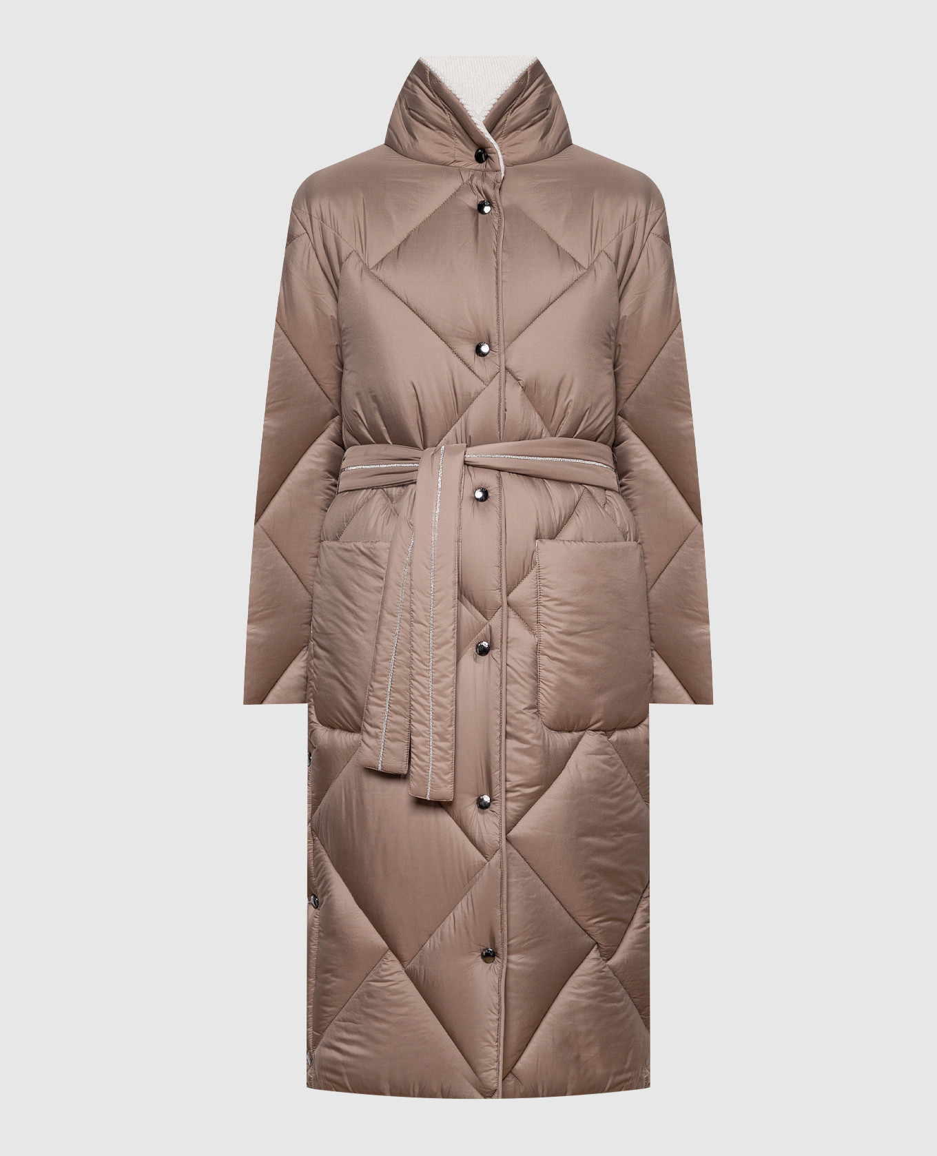 

Brown coat with curly quilting Peserico