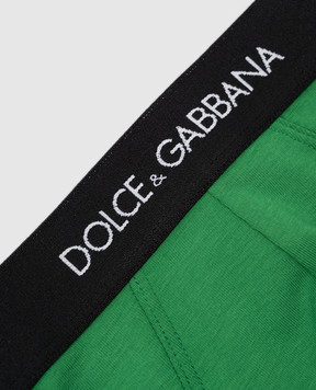 Dolce&Gabbana Children's green set of briefs with a logo pattern L4J700G7OCT