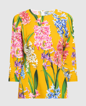 Dolce&Gabbana Yellow blouse with Hyacinth print F7T88TFPRUD