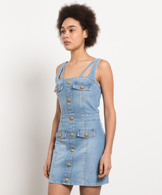 Balmain - Blue denim dress with branded rivets AF1R2127DC99 - shop with  European delivery at Symbol