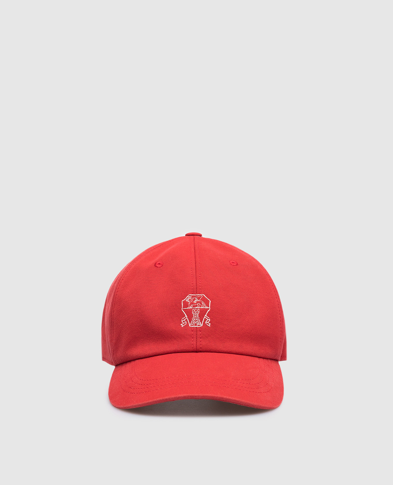 Red cap with logo embroidery brunello cucinelli