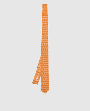 Stefano Ricci Children's orange silk tie in a geometric pattern YCRMTSR8162