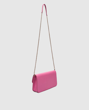 Babe Pay Pls Pink leather baguette bag with metal logo MODELLO1