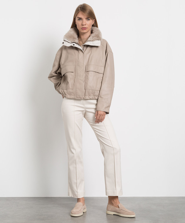 アウターその他 BRUNELLO CUCINELLI Embroidered jacket Beige Brunello Cucinelli Jacket Beige Womens Leather Jacket