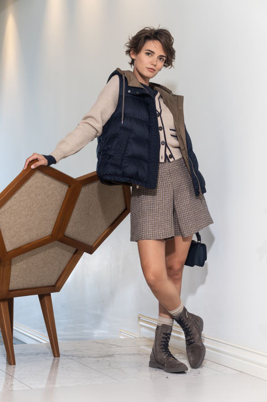 

Houndstooth wool shorts with lurex Brunello Cucinelli, Brown