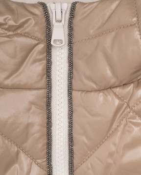 Brunello Cucinelli Children's beige quilted vest with monil chain BD553O001A
