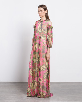 Max & Co Pink floral print silk maxi dress with lurex LORELLA