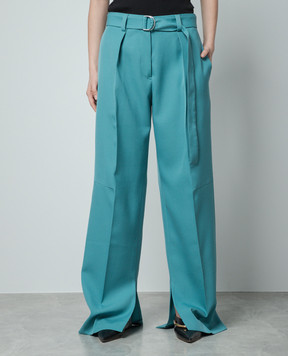 Jil Sander Green pants made of wool with slits J52KA0013J40002