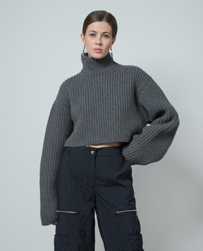 Balenciaga Gray cropped wool sweater 771046T1681