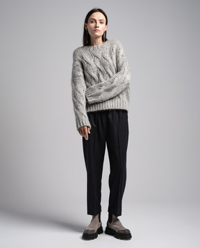 Brunello Cucinelli Gray sweater in a textured pattern with lurex MMA371400