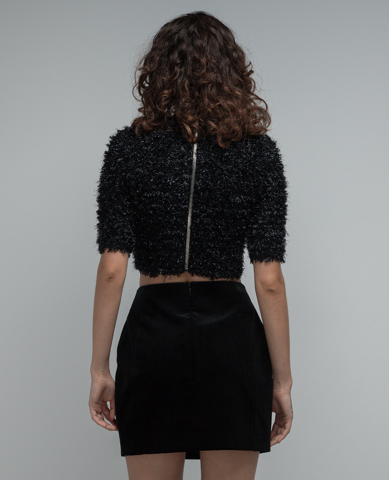 Black Silk Ascot Collar Top Balmain 4