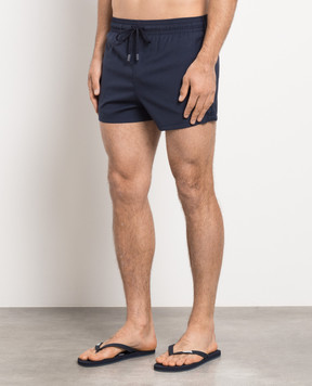 Vilebrequin Micro Carreaux Blue Wool Swim Shorts MLTH2L26
