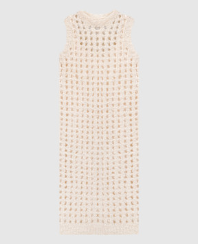 Peserico Beige openwork midi dress with lurex E82090F0309208