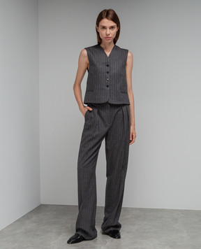Lou Lou Studio Smith wool and cashmere striped vest in gray SMITH